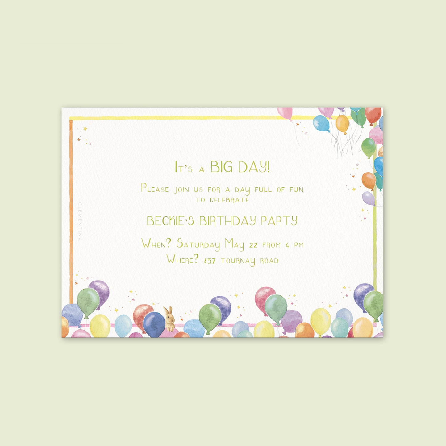 Birthday Balloons Digital Party Invitation