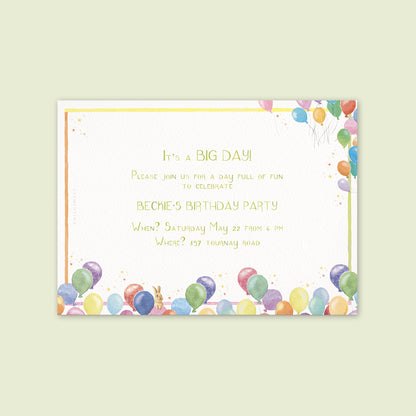 Birthday Balloons Digital Party Invitation