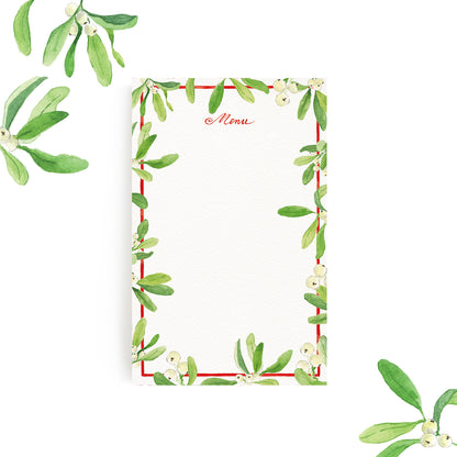 Image of our mistletoe holiday dinner menu left blank without personalised text. 