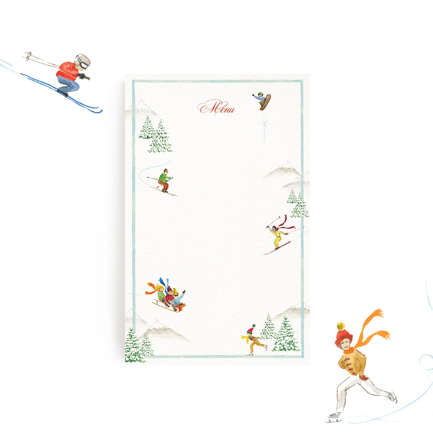 Image of our festive holiday menu template left blank without personalised text.