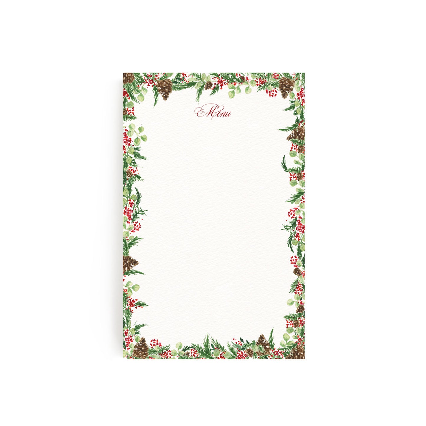 Image of our festive holiday menu template left blank without personalised text.