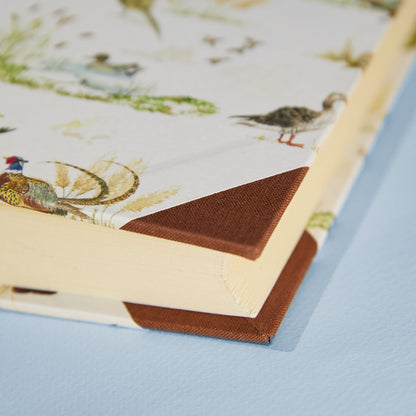 Detail of Countryside Birds photo album corner with hand-painted birds, ideal for countryside home decor or cottage style accessories.