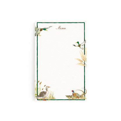 Image of our countryside birds menu left blank without personalised text, the perfect wedding menu. 