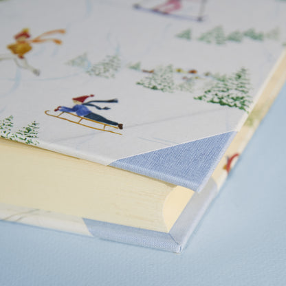 Light blue Mountain Activities personalised holiday photo album with option for gold foiling on the spine, ideal for family photo albums.