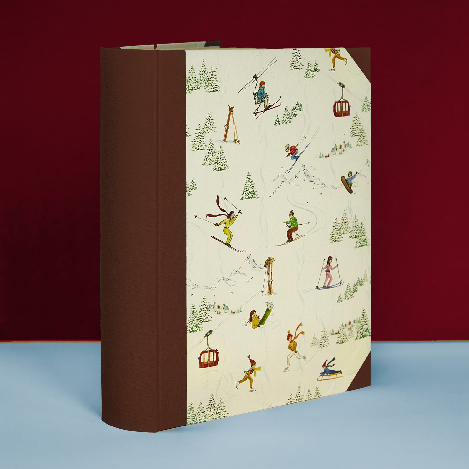 Brown Mountain Activities personalised holiday photo album standing upright, designed for alpine adventures.