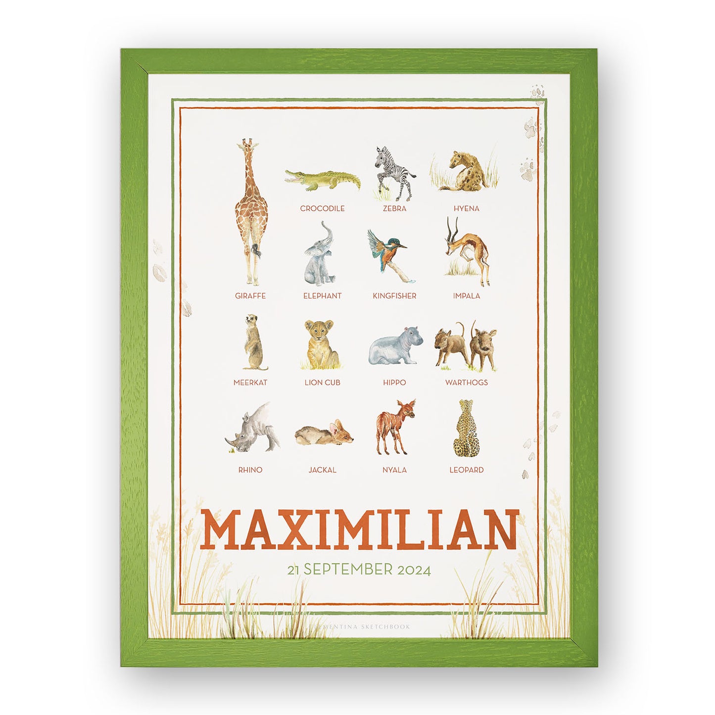 Close-up of an african animals print, an artwork for a child's room.