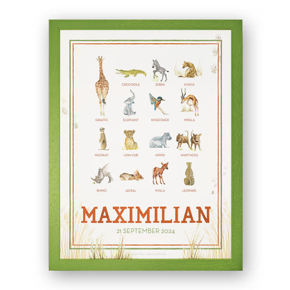 Close-up of an african animals print, an artwork for a child's room.
