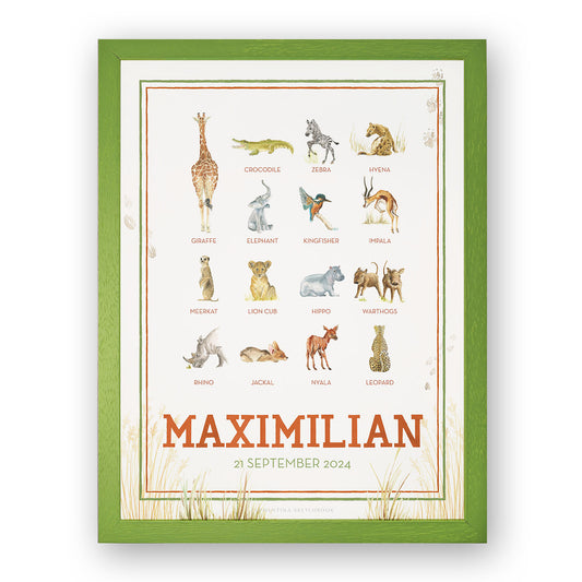 Close-up of an african animals print, an artwork for a child's room.