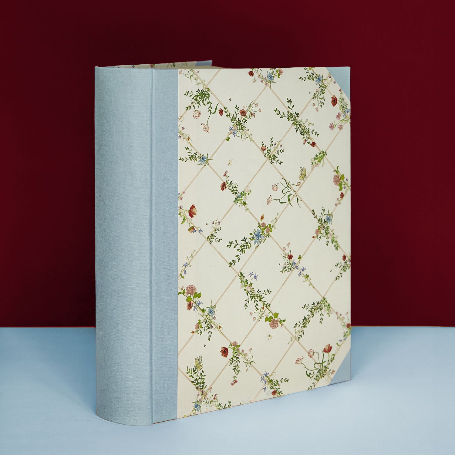 Light Blue Wild Blooms personalised photo album with floral artwork, perfect for weddings and special occasions.