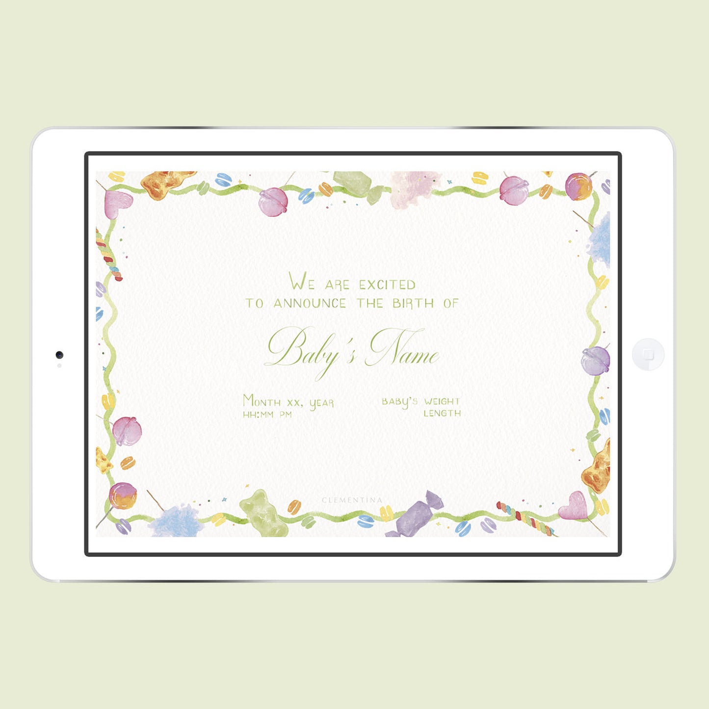 Candy Digital Birth Announcement