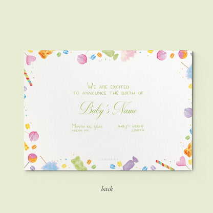 Candy Printed Birth Announcement with photo