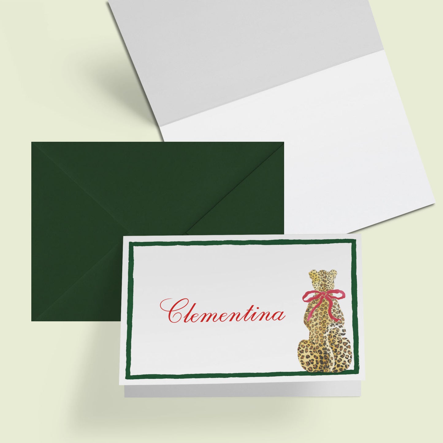 Festive Leopard Mini Personal Stationery Cards