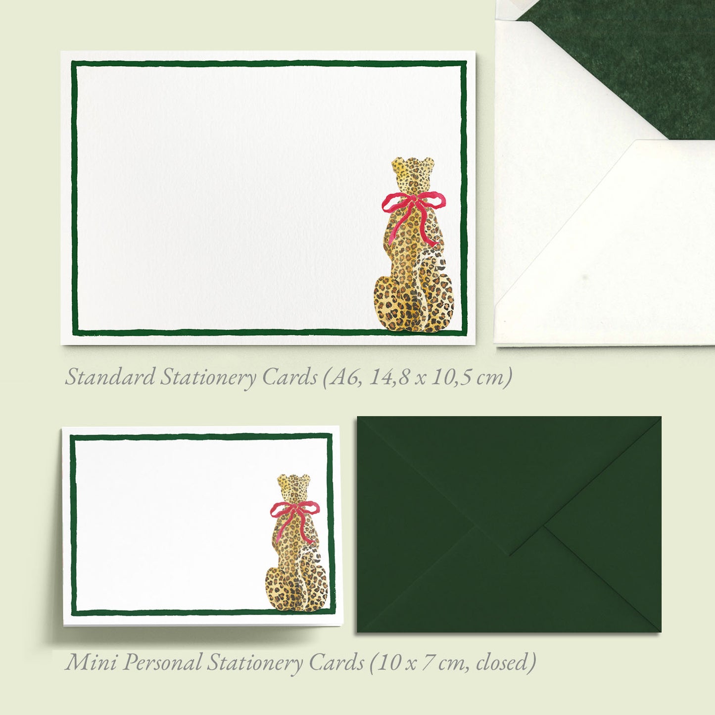 Festive Leopard Mini Personal Stationery Cards
