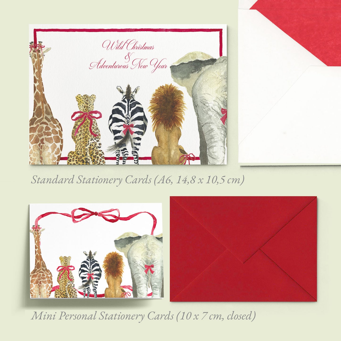 Christmas Safari Mini Personal Stationery Cards