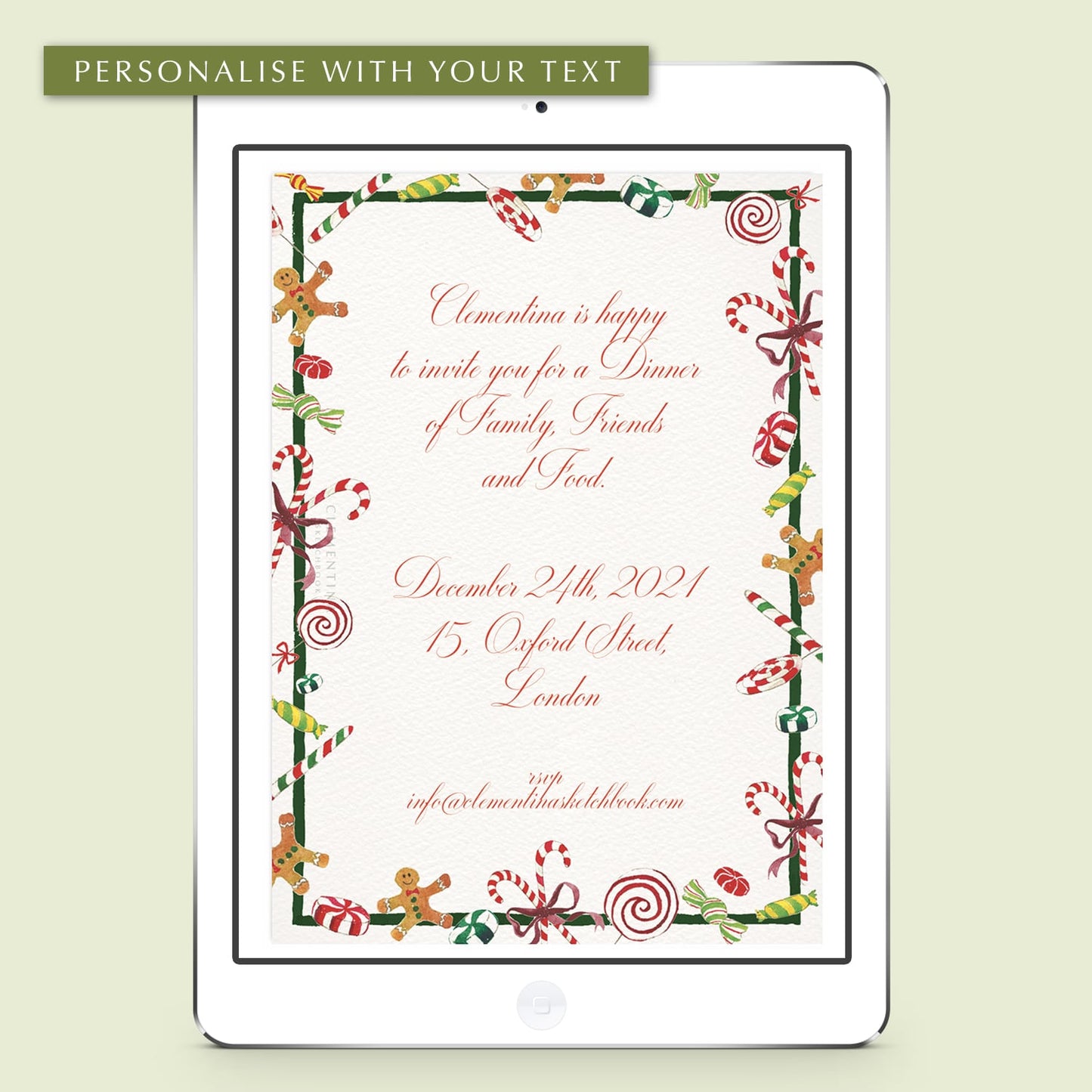 Christmas Candies Invitation Digital - Mockup - 01