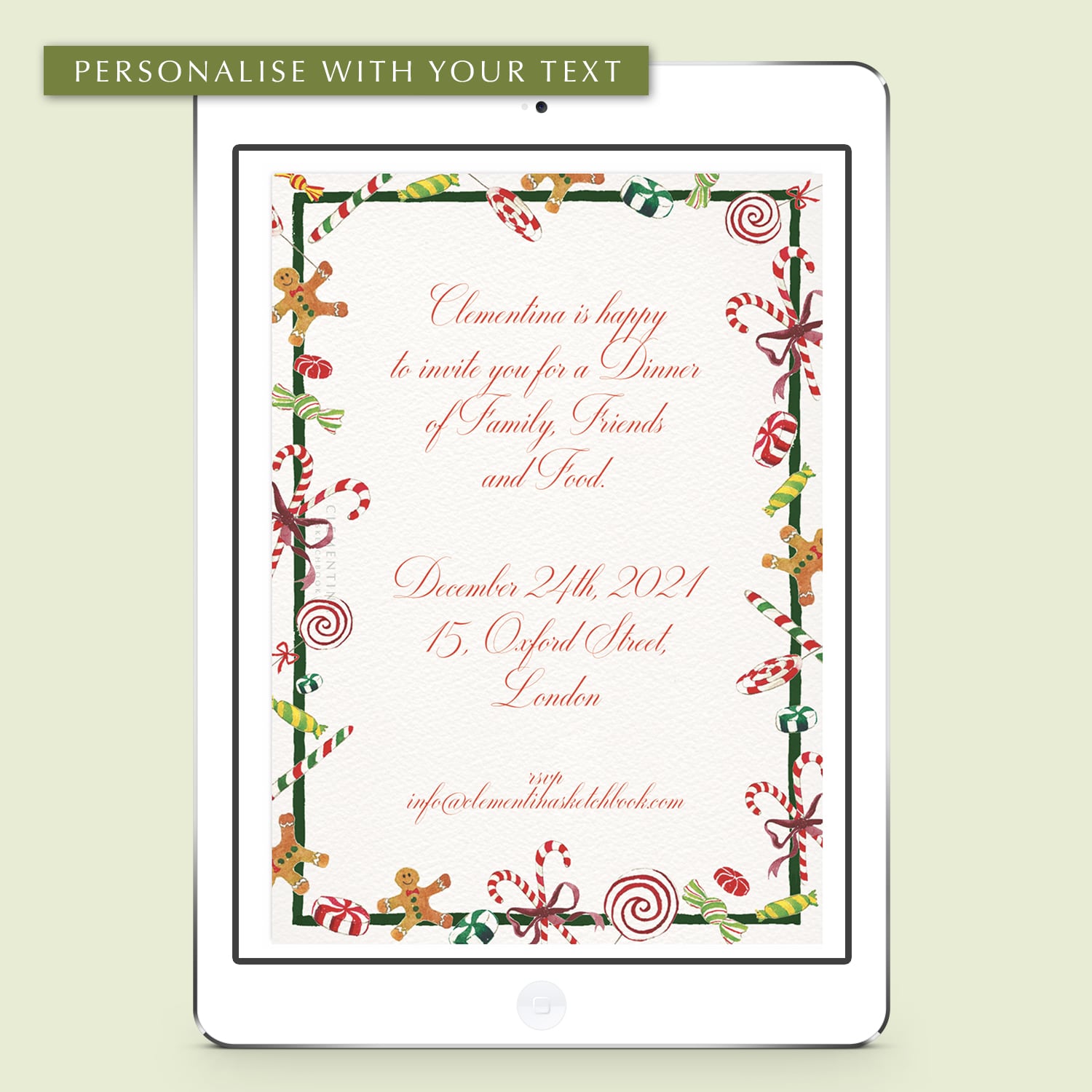 Christmas Candies Invitation Digital - Mockup - 01