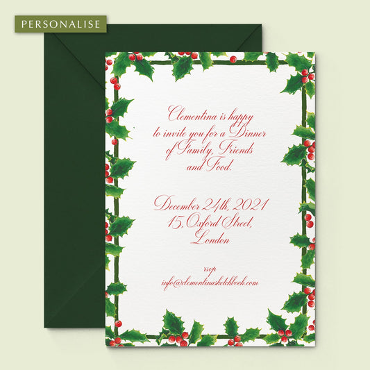 Christmas Holly Invitation Template Mockups - 01 copy