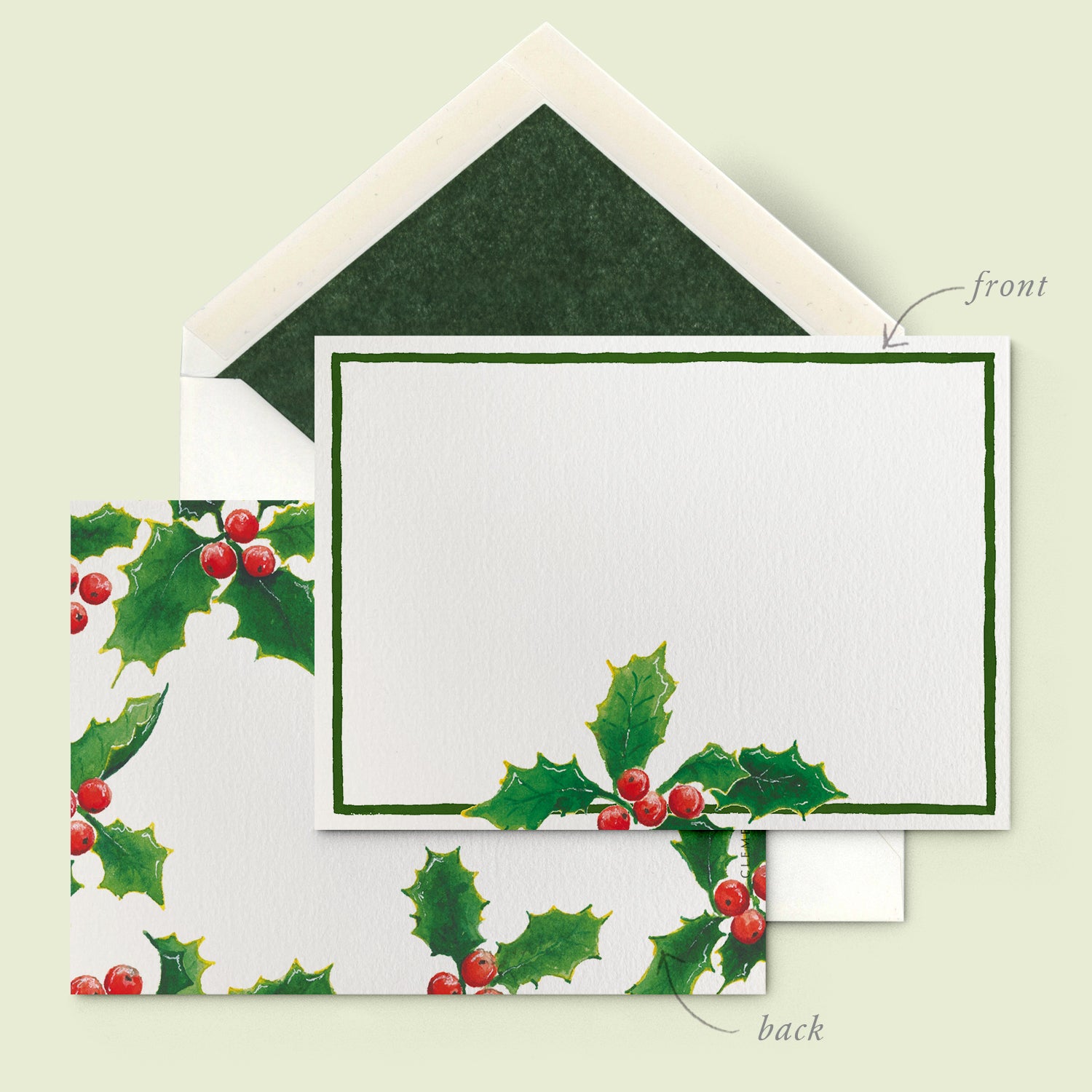 Christmas Holly Stationery Card - 01