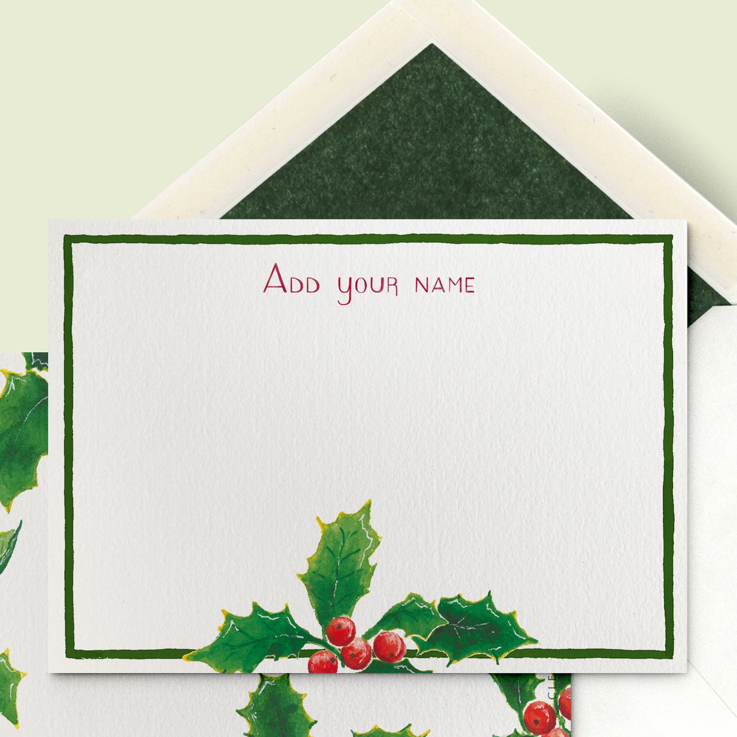 Christmas Holly Stationery Card - 02