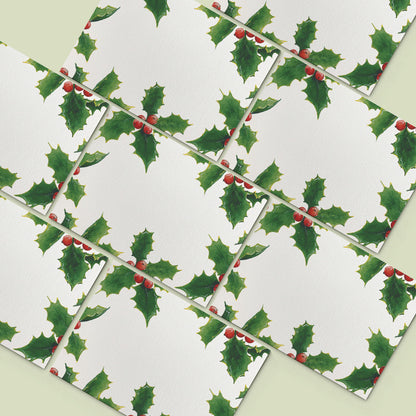 Christmas Holly Mini Personal Stationery Cards