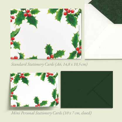 Christmas Holly Mini Personal Stationery Cards