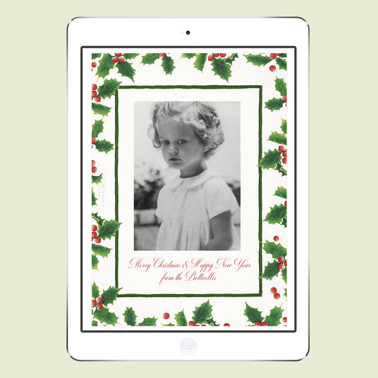Christmas Holly Digital Family Cards