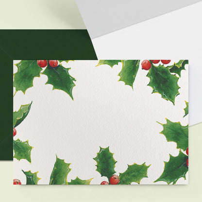 Christmas Holly Mini Personal Stationery Cards