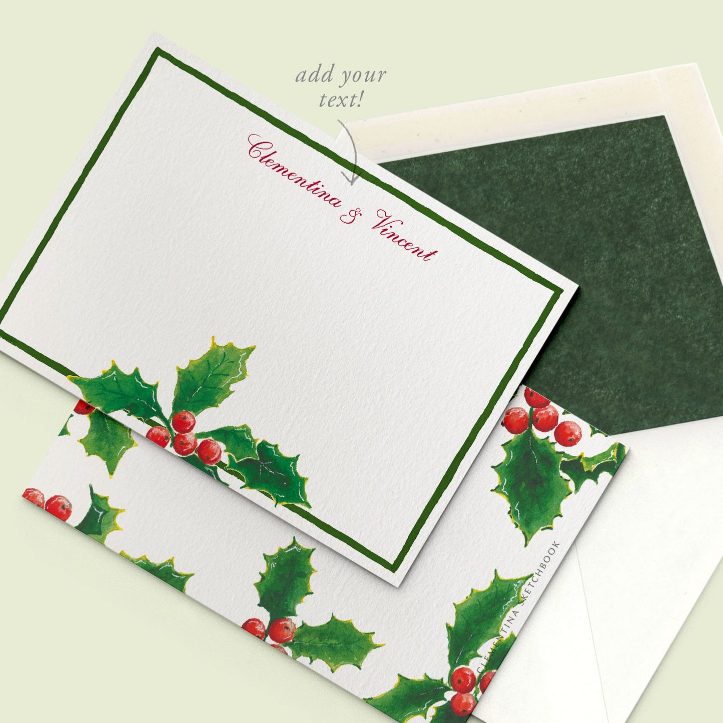 Christmas Holly Stationery Cards
