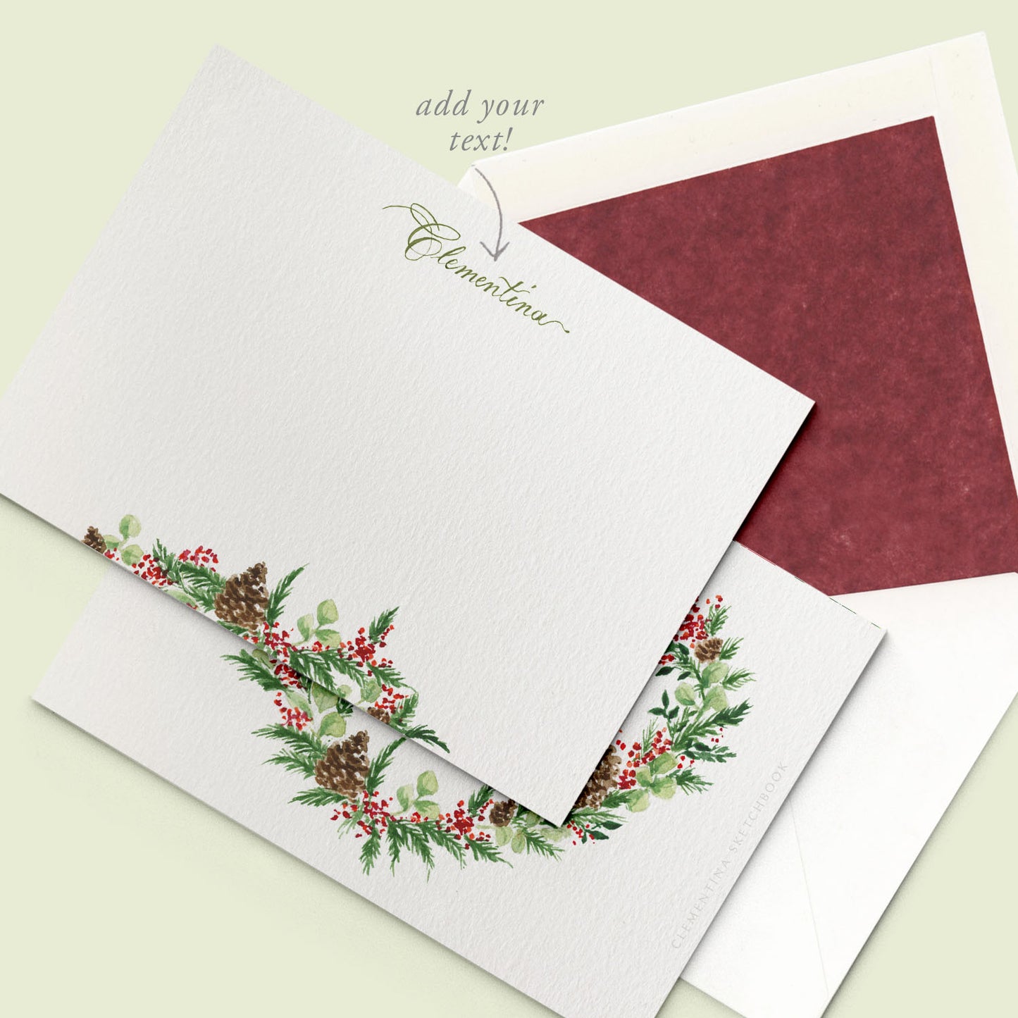 Christmas Wreath Stationery Cards