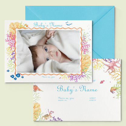 Coral Reef Printed Birth Announcements - With Photo - 05