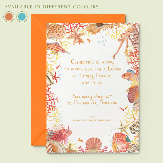 Coral Reef Printed Invitations - Cover - 01