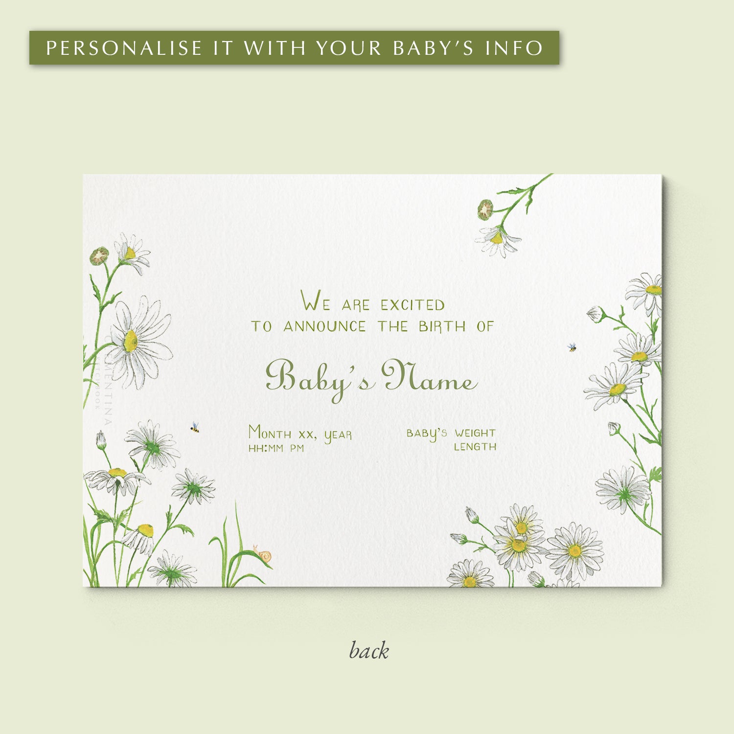 Daisies birth announcement - PRINTED - 03