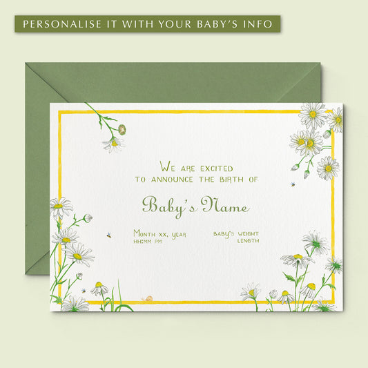 Daisies birth announcement - PRINTED NO PHOTO - 01