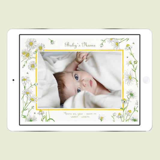 Daisies Digital Birth Announcement