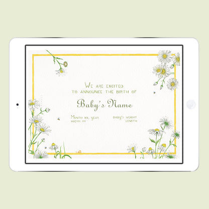 Daisies Digital Birth Announcement