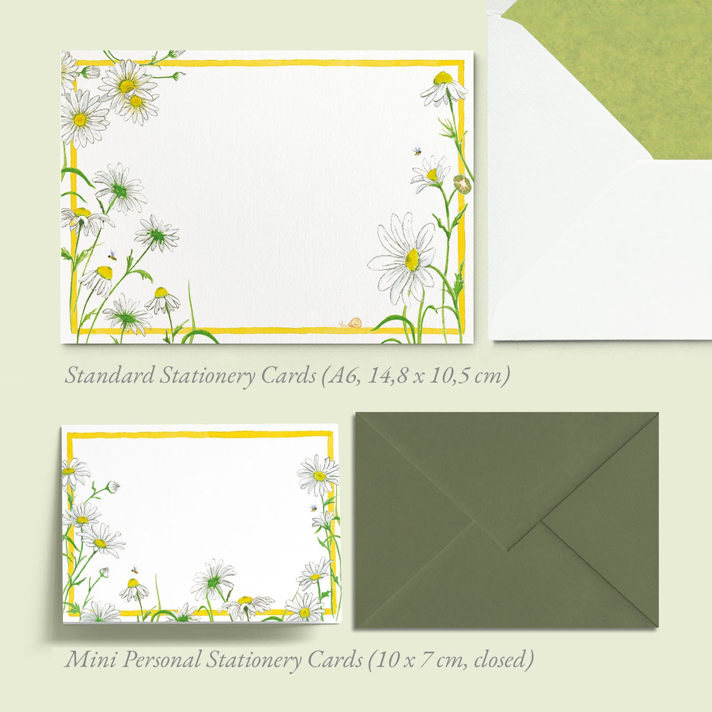 Daisies Mini Personal Stationery Cards