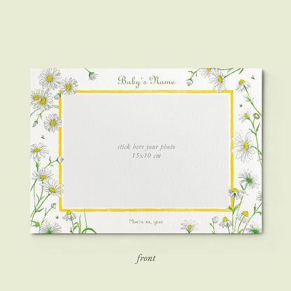 Daisies Printed Birth Announcement with photo