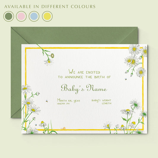 Daisies Printed Birth Announcement