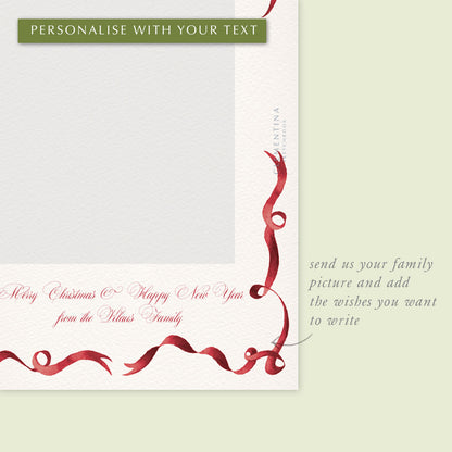 Festive Ribbon Digital Family Card - Burgundy - 02