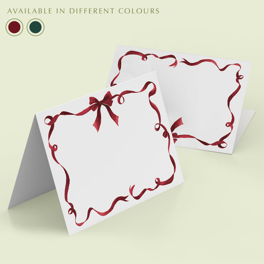 Festive Ribbon Place Cards Burgundy - Cover