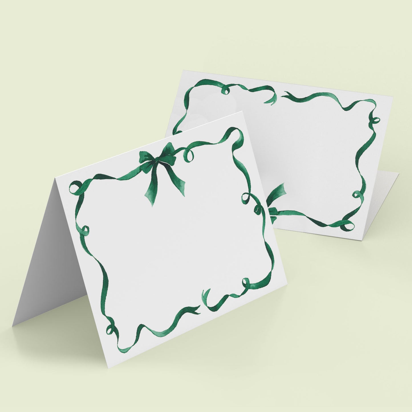 Festive Ribbon Place Cards Green - 01