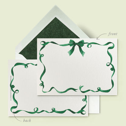 Festive Ribbon Stationery Cards_Green_01
