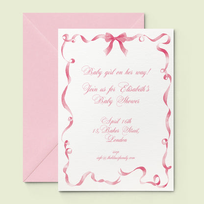 Festive Ribbon Baby Shower Printed Invitation