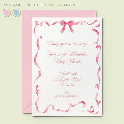 Festive Ribbon Baby Shower Printed Invitation