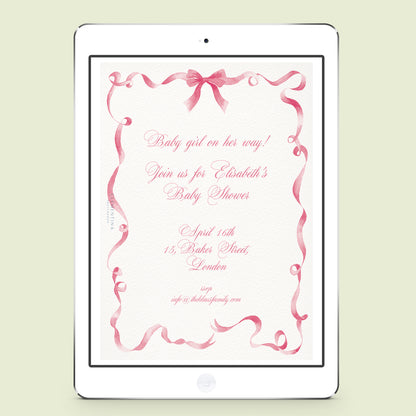 Festive Ribbon Baby Shower Digital Invitation