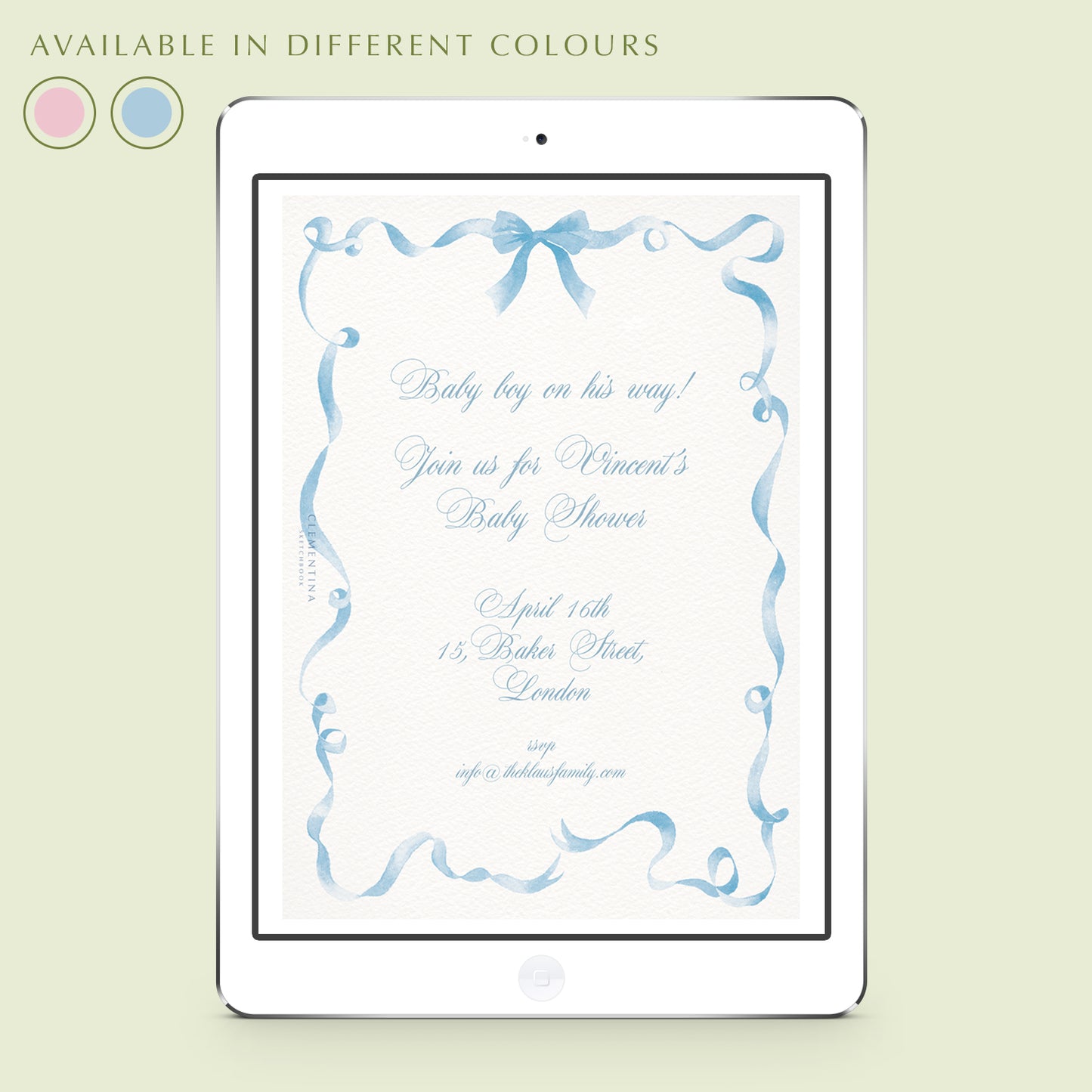Festive Ribbon Baby Shower Digital Invitation
