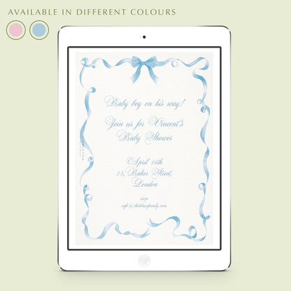 Festive Ribbon Baby Shower Digital Invitation
