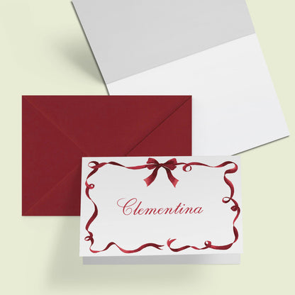 Festive Ribbon Mini Personal Stationery Cards