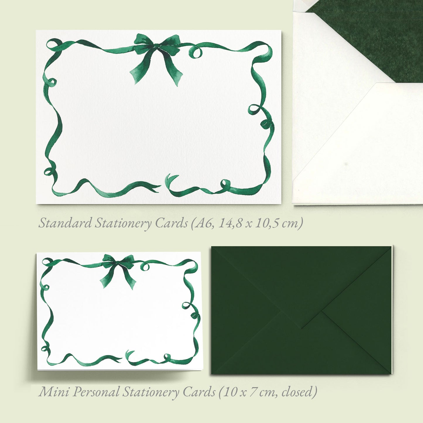 Festive Ribbon Mini Personal Stationery Cards