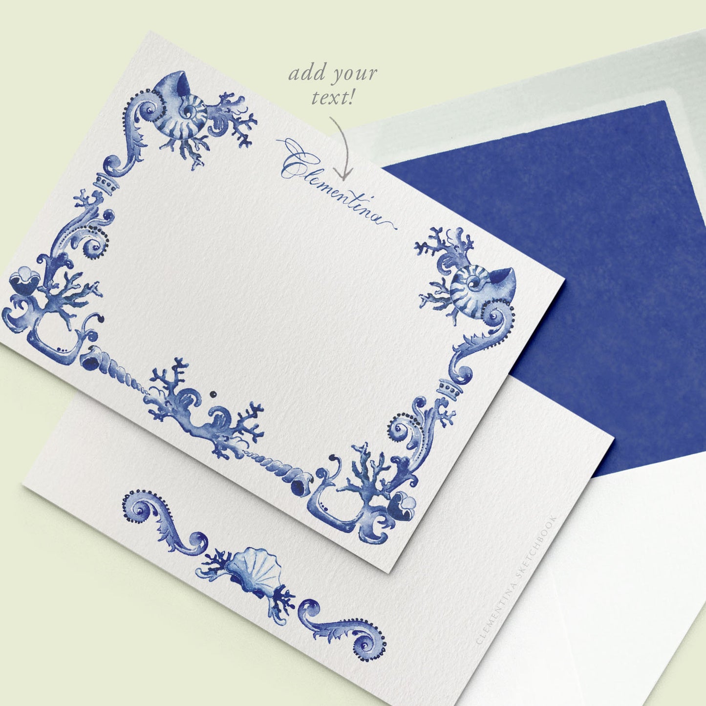 Blue and White Stationery Cards